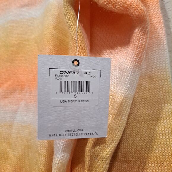 O'Neill Long Sleeve Knitted Sweater Striped Orange Yellow Sz S NWT Casual Beach - Picture 5 of 11